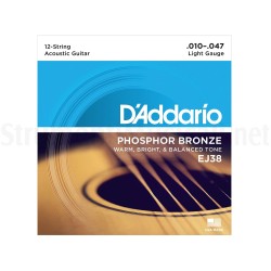 D'ADDARIO EJ38 Phosphor Bronze Acoustic Guitar Strings (12 strings)